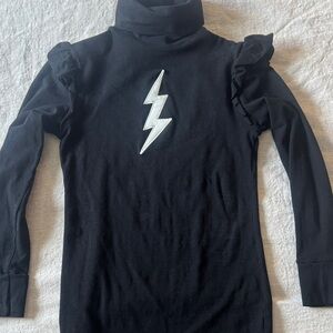 Sugarhigh Lovestoned Black Turtleneck Sweater with Silver Lightning Detail